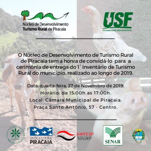 Cerimônia de Entrega do 1° Inventário de Turismo Rural do Município